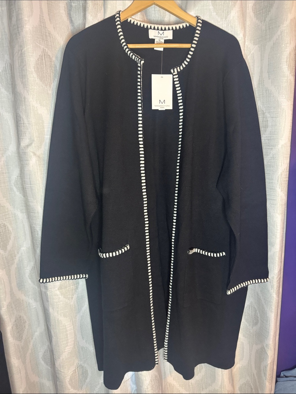 M Magaschoni Long Cardigan Black Size 3X